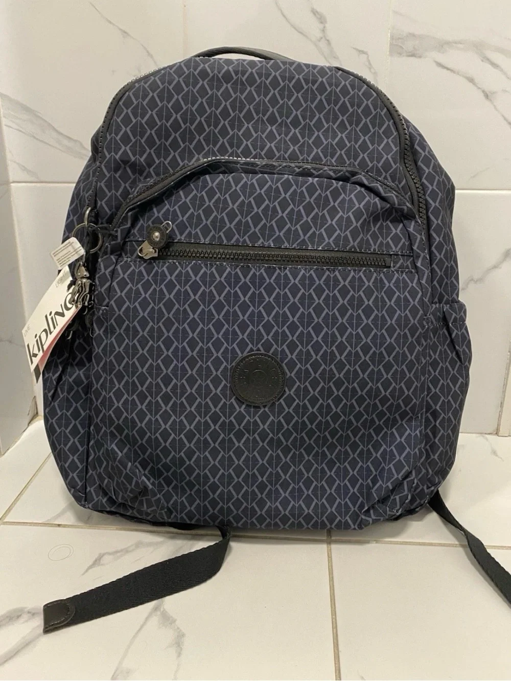 Kipling Navy Geometric Print Backpack